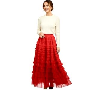 NWT Red Tulle Skirt- Fully Lined